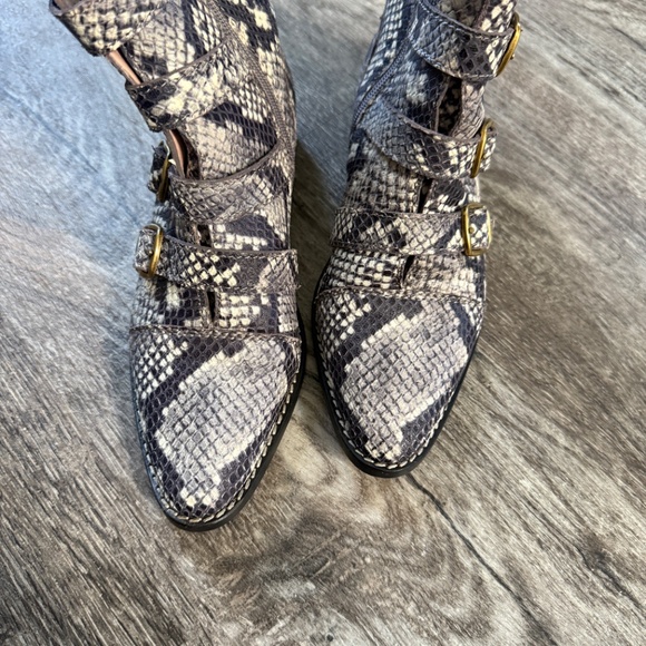 J. Crew Multi Buckle Boots in Snake Embossed Leather Size 6 - Picture 6 of 7